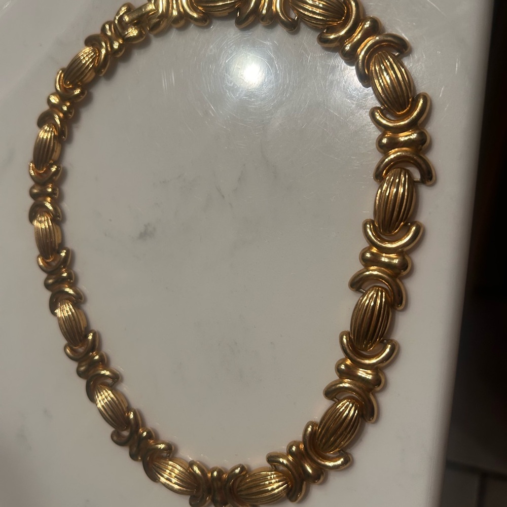Vintage Nina Ricci for Avon signed Egyptian Revival Necklace Gold Tone